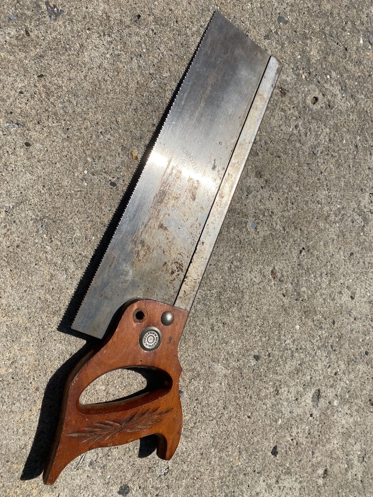 Vintage Pennsylvania Saw Corp No 79 Tempered Steel Box Saw 16” Blade some rusting, missing screw