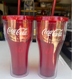 Coca-Cola cups with straws 2 for 5.00 or 3.00 each