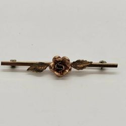 VINTAGE KREMENTZ 10K GOLD TRI-COLOR ROSE PIN BEAUTIFUL FLORAL 