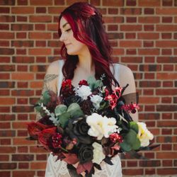 Burgundy and Black Wedding Bouquets