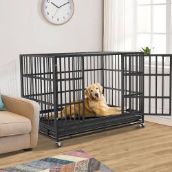 48 inch Heavy Duty Indestructible and Escape-Proof Dog Crate Cage Kennel for Large Dogs
