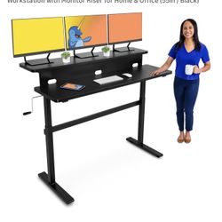 Stand Steady Tranzendesk 47 inch Dual Level Crank Adjustable Height Standing Desk