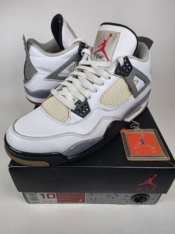 Air Jordan 4 Retro White Cement 2012 Men's 10 308497-103 White Black