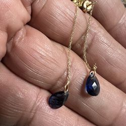 10k Gold blue sapphire earrings