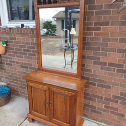 Mirror Top Cabinet Solid Wood