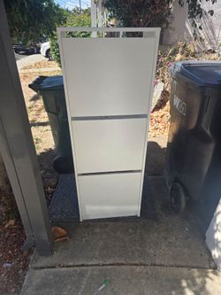 White wood Shoe Cabinet 3-Tier