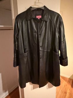 Black Leather Women's Coat