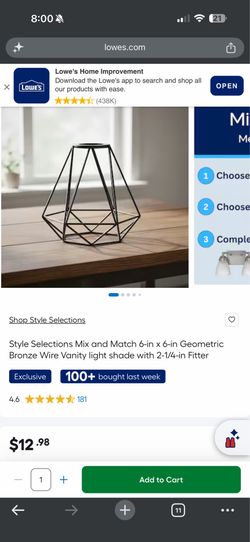 Geometric Bronze Wire Vanity light shade with 2-1/4-in Fitter