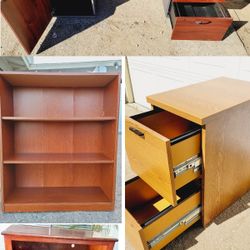 Desk, File Cabinet, Bookshelf & Tv Stsnd With Storage 