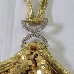 A Wish Come True Dance Costume Girl’s Size 12-14 Gold Sequin Top Sleeveless