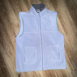Blue and white fleece vest #outdoor