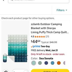 Camping Blanket  W/ Sherpa Lining