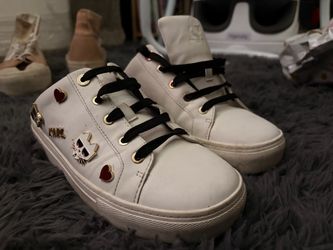 Karl Lagerfeld White Leather Sneakers with Pins