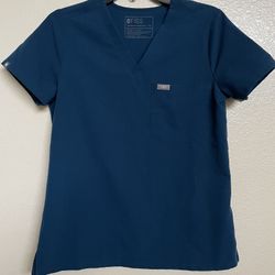 FIGS Catarina One-Pocket Scrub Jade Blue Top size XS