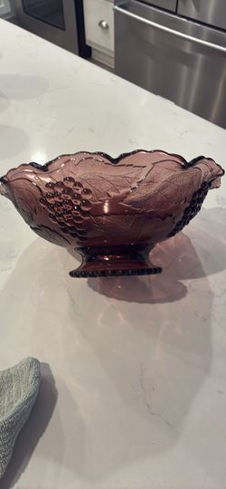 Grape Accented Pedestal Bowl