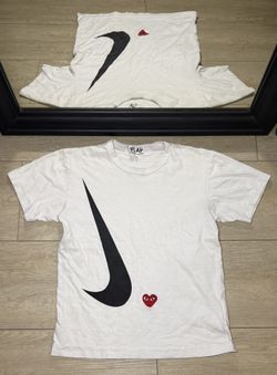 Y2K Play COMME De Garçons X Nike Embroidered Heart Single Stitch Shirt