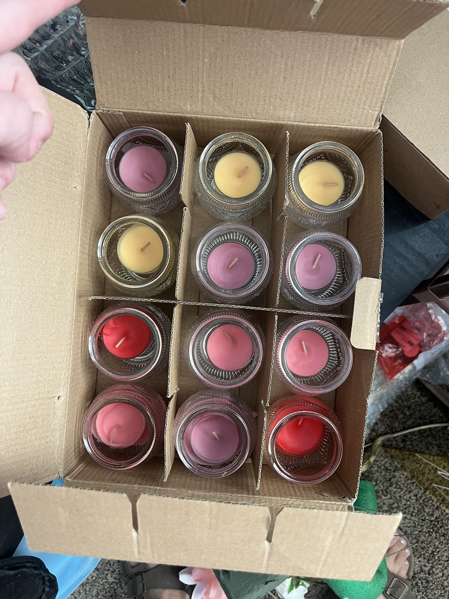 Assortment of Candle Holders with Wine-Scented Candles – Various Styles