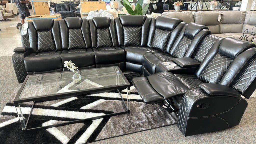 Black Color Reclining Sectional Couch Set ⭐$39 Down Payment with Financing ⭐ 90 Days same as cash