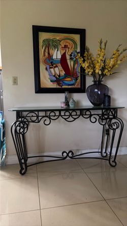 Iron sofa table and matching mirror