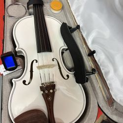 Beautiful 4/4 White Violin With New Bow, Digital Tuner, Shoulder Rest, Extra Strings $160 Firm