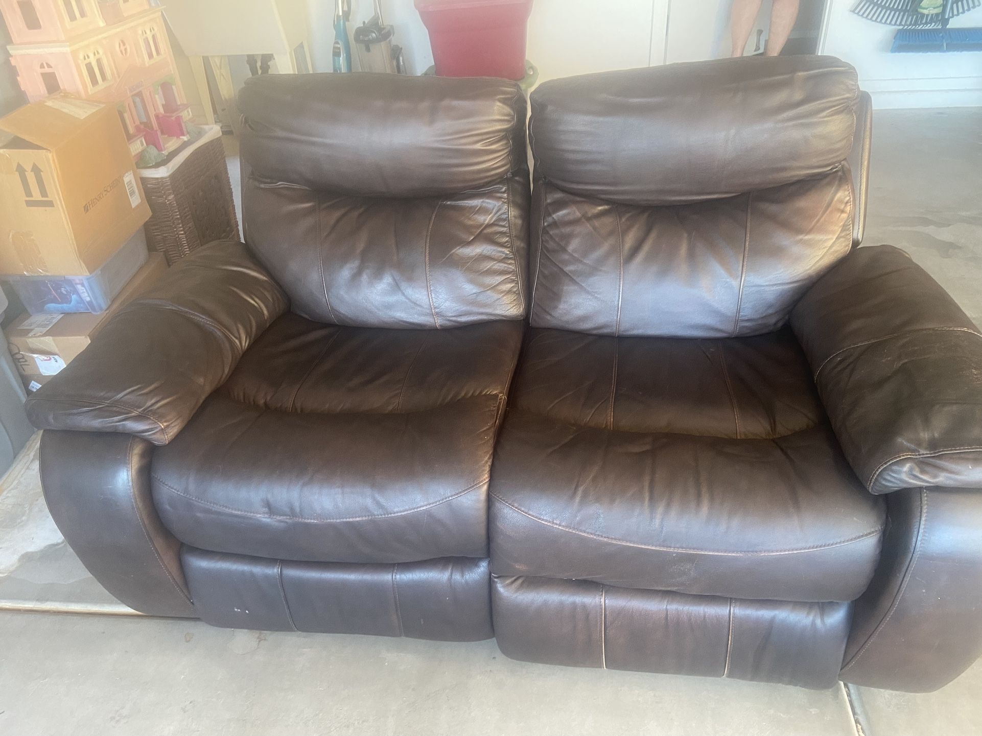 Leather Reclining Love Seat