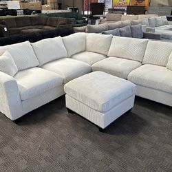 NEW cream Sectional And Ottoman 