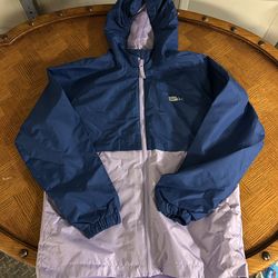 Eddie Bauer Kids Hooded Rain Jacket L (14/16) Blue Purple Lightweight Coat