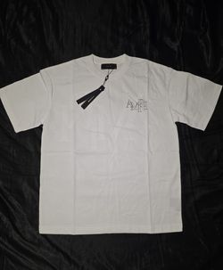 Amiri Staggered Logo Tee, White, Sizes S, M, & L