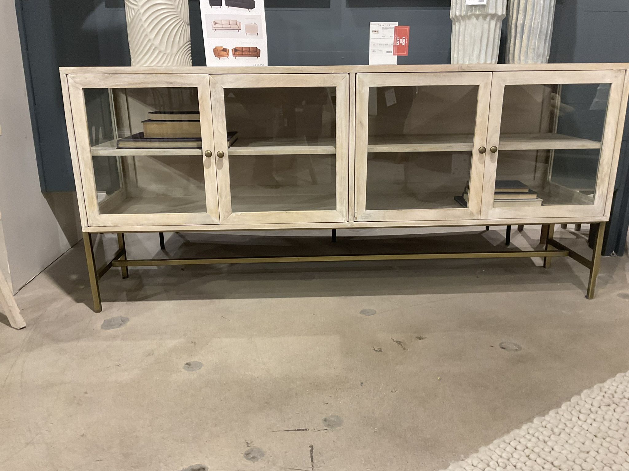 Arelius Sideboard (White Wood & Gold Metal)