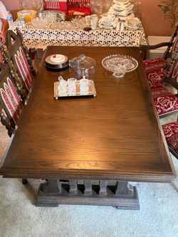 Vintage Dark Wood Dining Table + Chairs – Formal Set