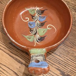 Vintage Mexican Redware Pottery Serving Pot 8”