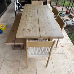 Dining table and bench