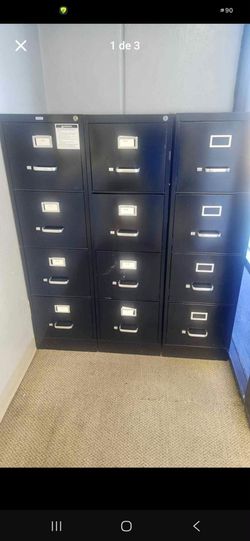 $80 each Black Metal 4-Drawer Filing Cabinets