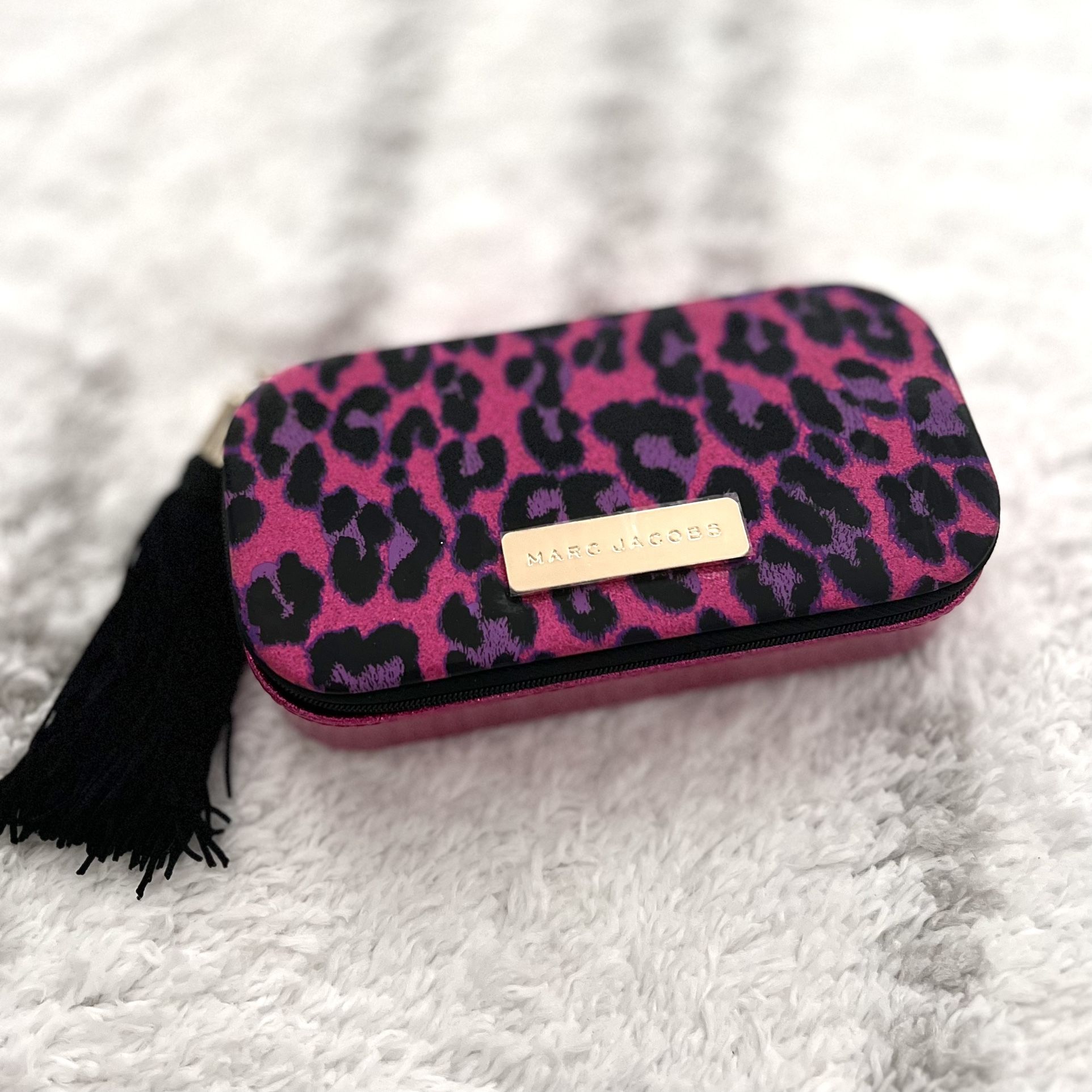 Marc Jacobs Fuchsia and Black Leopard Print Zippered Cosmetic Case