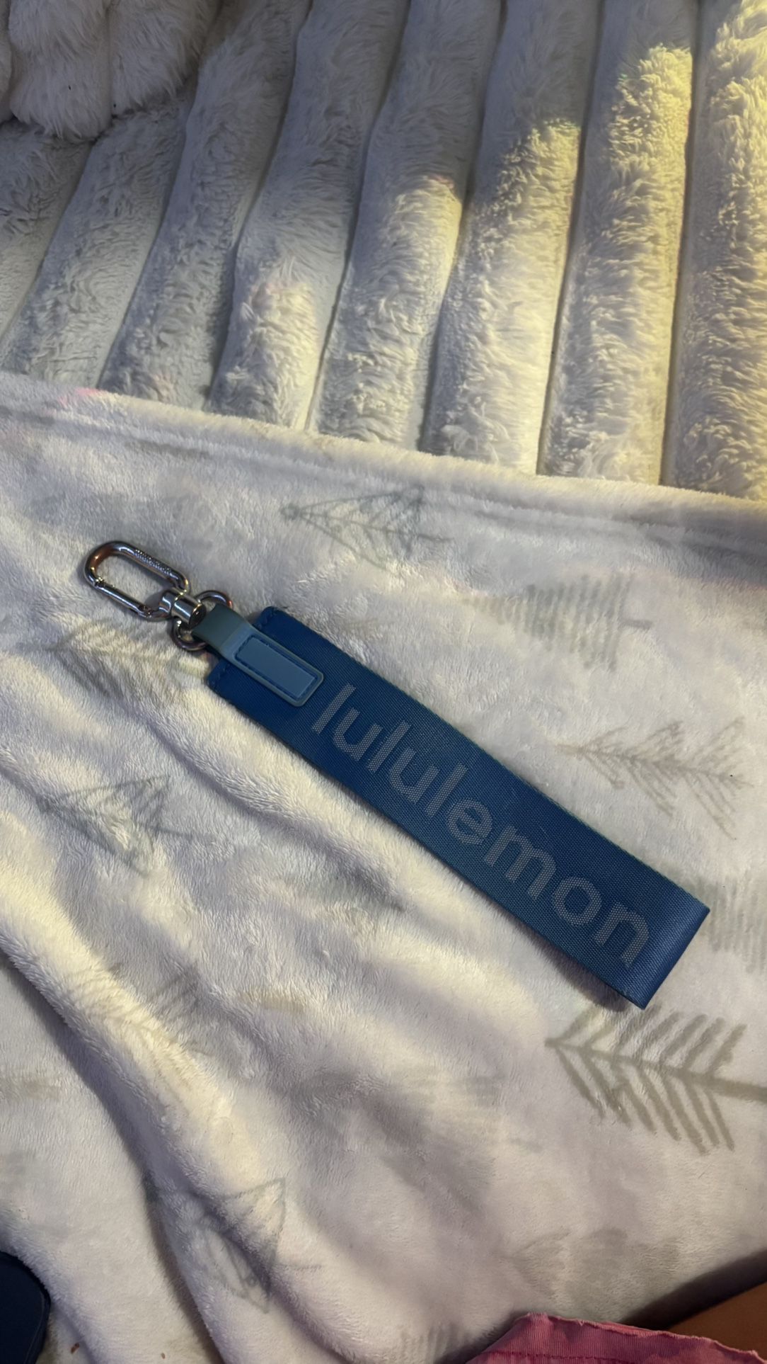 Blue LuluLemon keychain