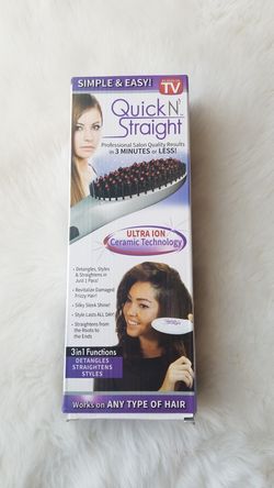 Hair Straightening Brush - HQ | Detangles, Straightens & Styles | High Grade Ceramic Plates With Anti-Scald & Ultra Ion Technology