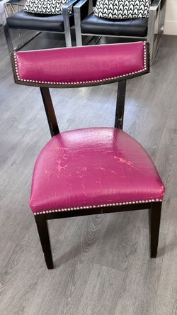 Pink Croc-Embossed Accent Chair with Nailhead Trim