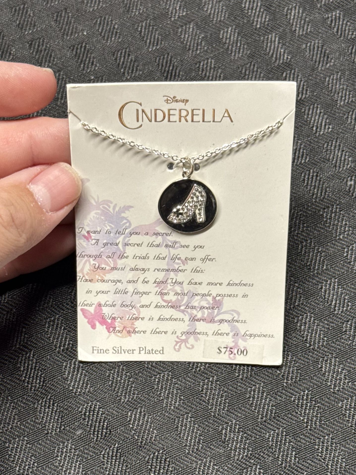 NEW - Silver Plated Disney Cinderella Pendant Necklace 