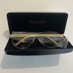 Ralph Lauren RA4004 101/13 Women's Gold Aviator Sunglasses Brown Gradient w/ Case, New