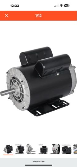 New 2.2 KW 3 HP Air Compressor Electric Motor Single Phase 56 Frame 3450 RPM