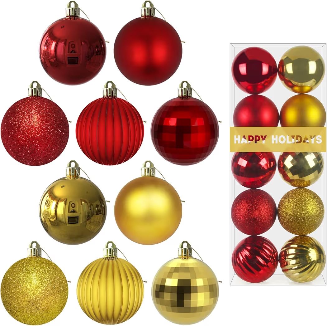 Red & Gold 2.5” Shatterproof Christmas Balls – 10pc Ornament Set | SHOBEEZ Overstock Warehouse