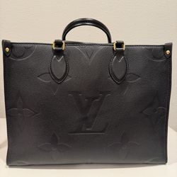 Louis Vuitton OnTheGo Tote MM Black Leather EX Condition