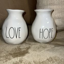 Rae Dunn Love And Hope Flower Bud Vases Set