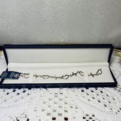 Vintage Sterling shield Heart Bracelet 