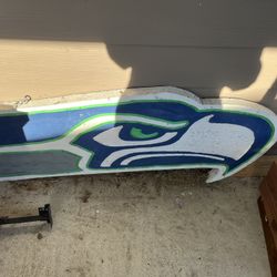 Hand Craved All Wood Seahawk Sign