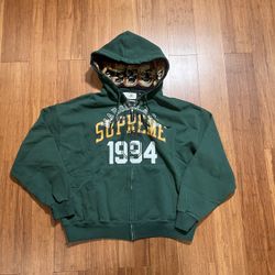 Supreme x Maison Margiela MM6 Zip Up Green Hoodie Sweatshirt Paris Skull