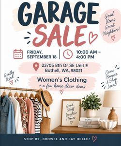 🏡 GARAGE SALE TOMORROW!