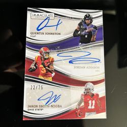2023 Jaxon Smith Njigba, Quentin Johnston, Jordan Addison Immaculate Collection Collegiate  /25 Autograph 