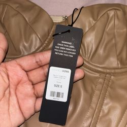Fashion Nova Brown Leather Corset Size Small