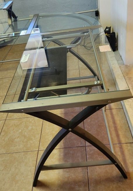Glass Top L Shaped Desk
